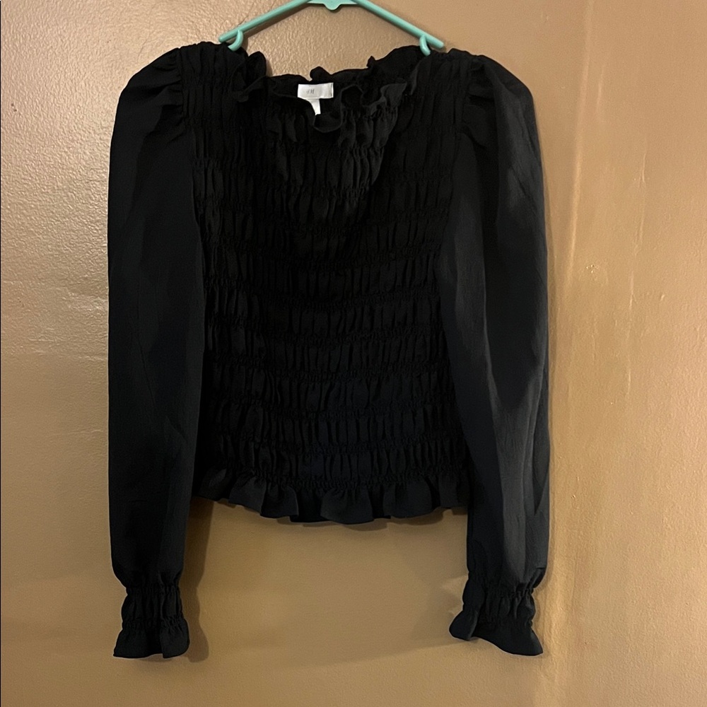 H&M Black Ruched Blouse